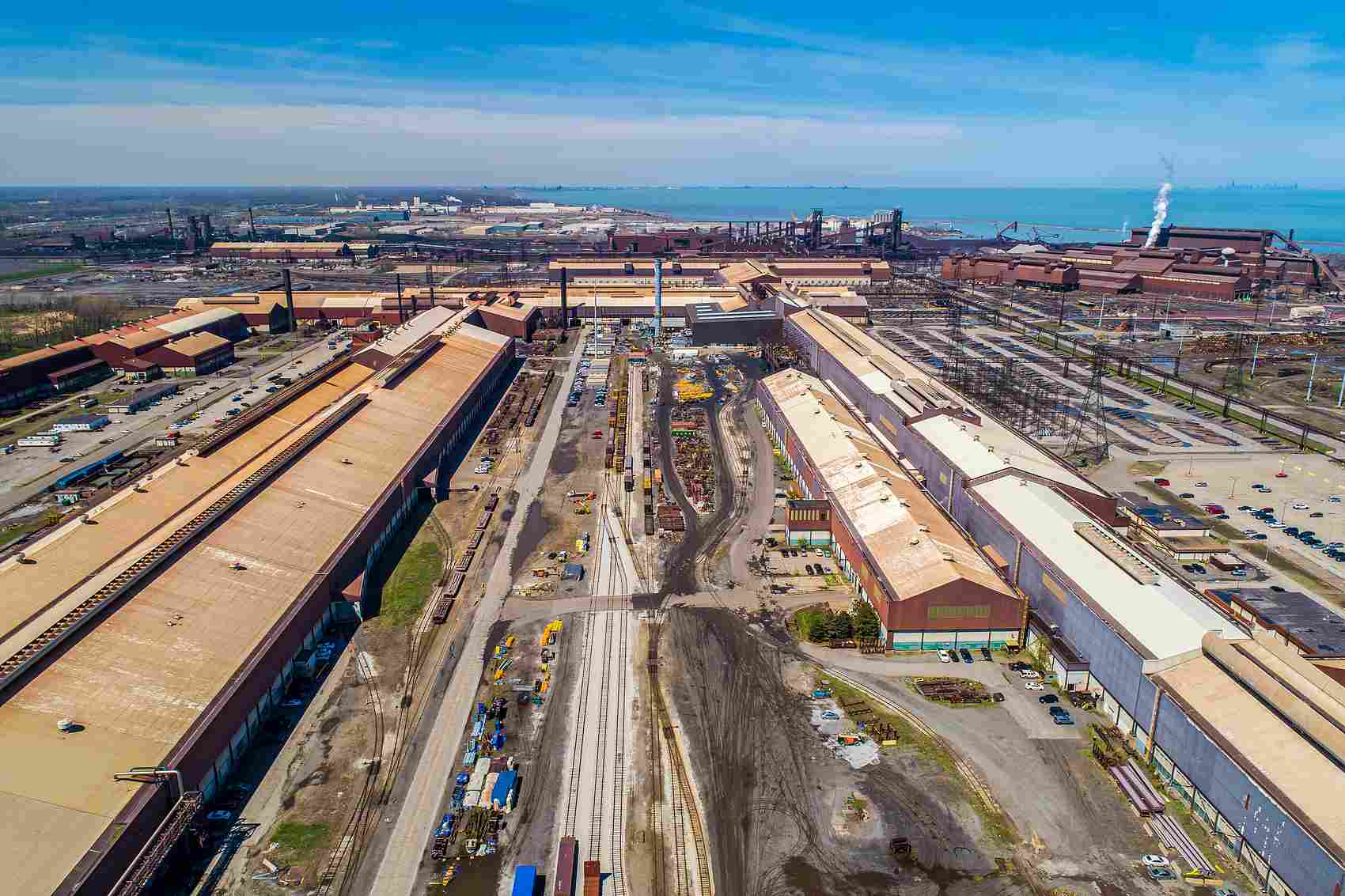 美国中西部工业钢铁制造设施鸟瞰图